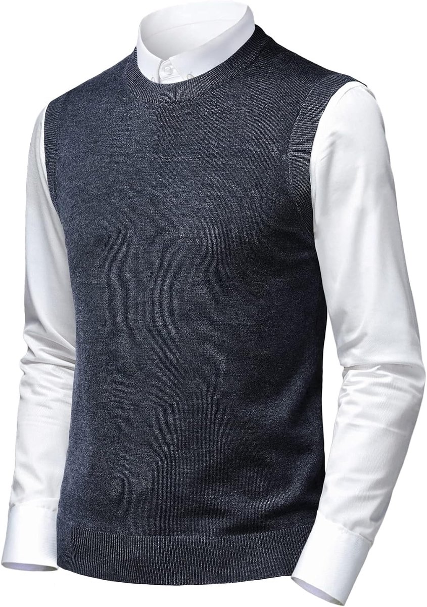 Zachte V-hals Crew Neck Gebreide Trui Vest Effen Mouwloze Trui Slim Fit Effen Kleur voor Papa Man