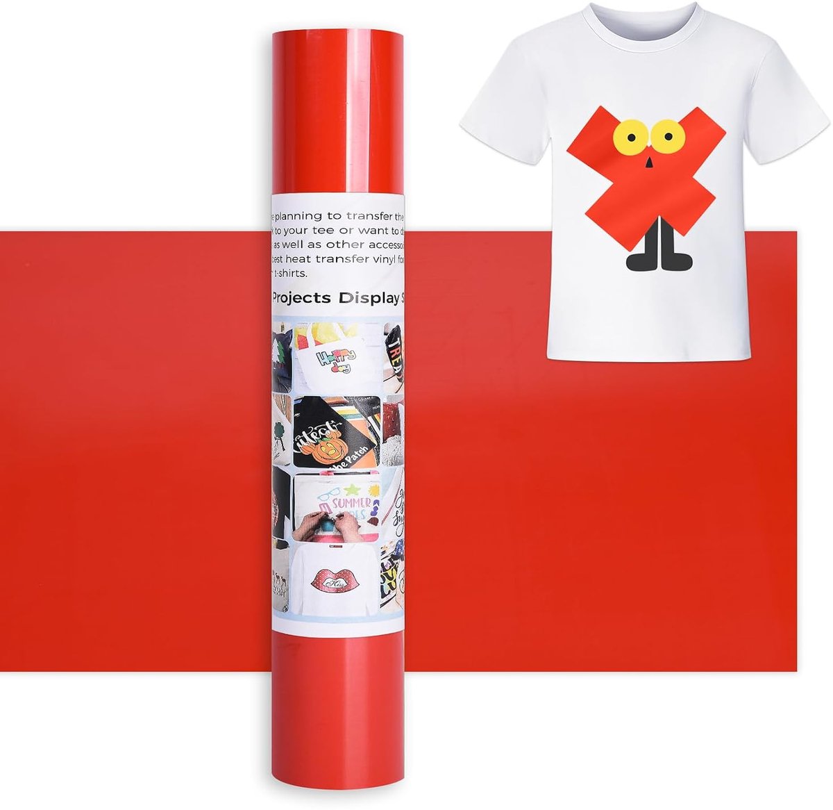 12 ft Plotterfolie voor textiel, rood, 30,5 x 366 cm, flexfolie, rood voor Cricut Maker, Silhouette Cameo