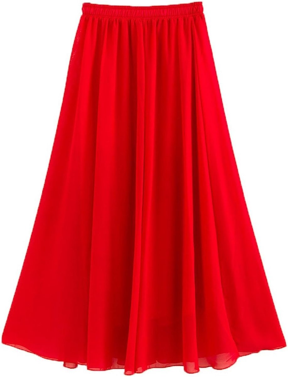 Dames uitgerekte taille chiffon lange rokken vloeiende rok