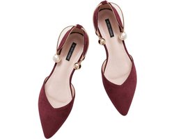Fluwelen Ballerina's met Spitse Neus Elegante D'orsay Pumps Platte Kledingschoenen