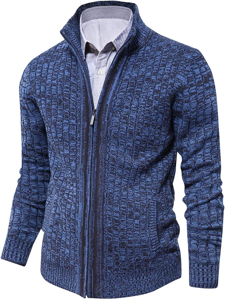 Aoli ray Herenvest, herfst, winter, met ritssluiting, slim fit, informele mesh jas, rechte kraag, lange mouwen, met 2 zakken