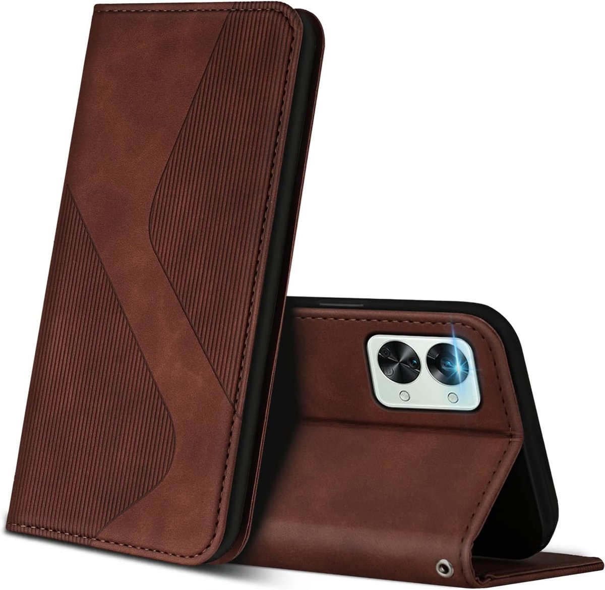 Hoesje voor OnePlus Nord 2T 5G, PU Kunstleer Bookcase Telefoonhoesjes met [Kaartsleuven] [Stand], Flip Case Beschermhoesje voor OnePlus Nord 2T 5G (Bruin)