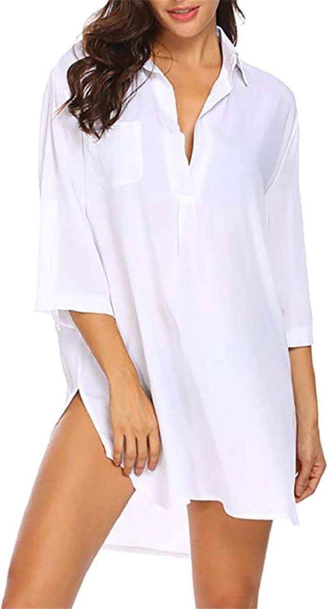 Pareo Strand Dames Shirt Losse Pareo Strand Badmode Strand Bikini Cover Up Cardigan Zomer 3/4 Mouwen Tops Blouse Bloemen Los