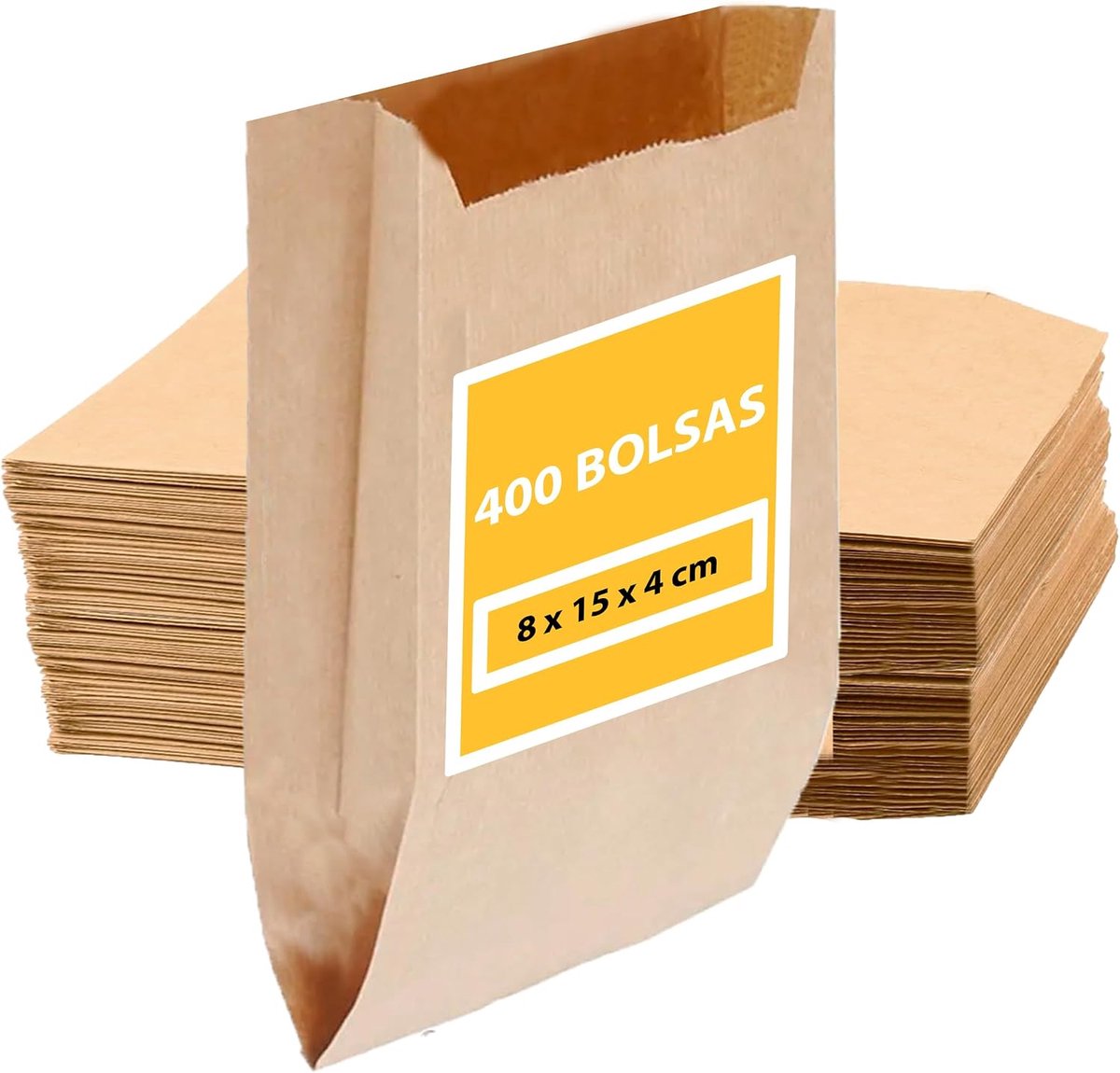 100 stuks bruine papieren zakken, kraftpapieren enveloppen voor geschenken, zakjes voor snoep van papier (400 stuks, 8 x 15 cm)