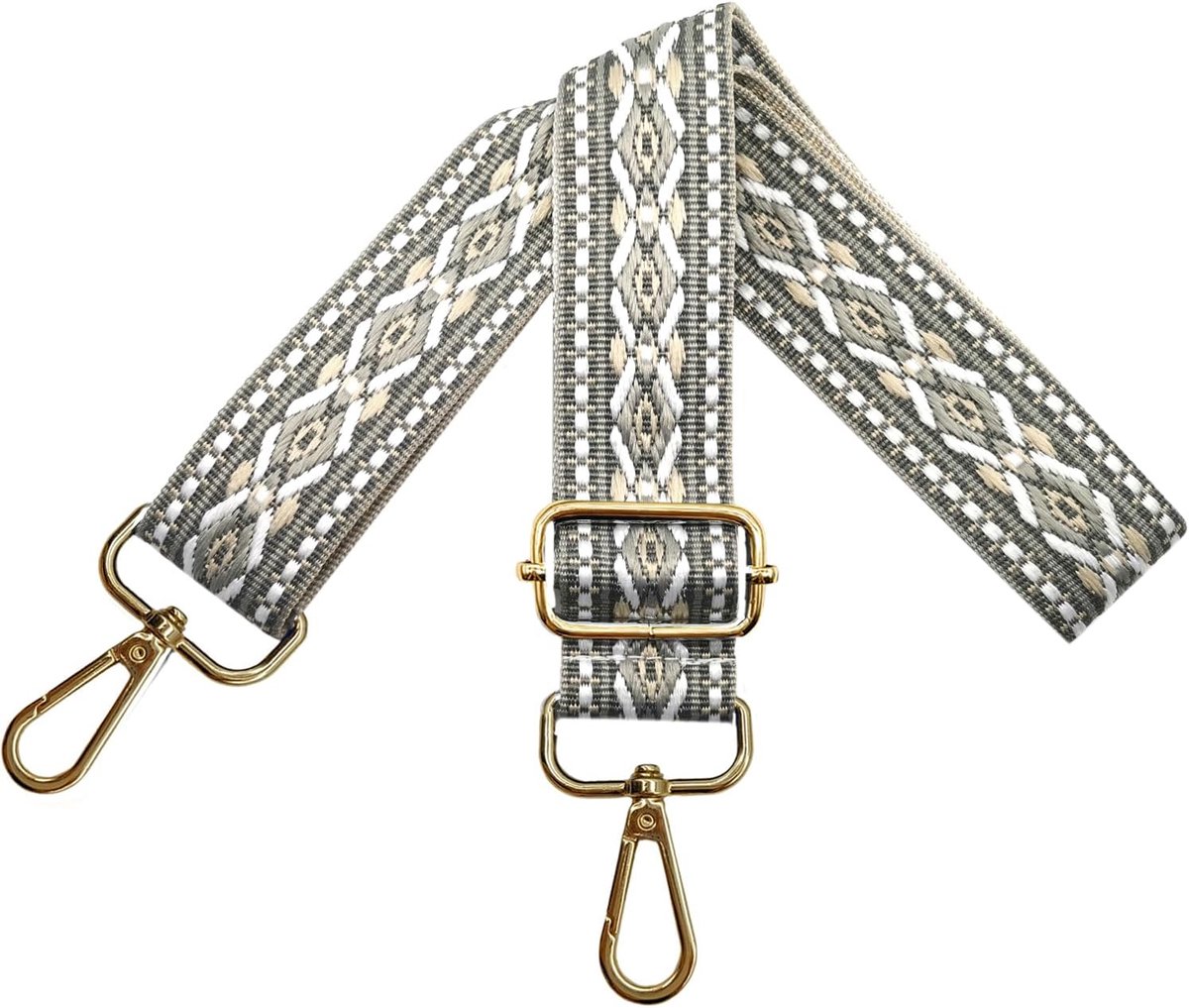 Schouderriem voor tassen, draagriem voor dames, tasriem om te wisselen, tasriem breed 3,8 cm met zilveren karabijnhaak, schouderriem voor schoudertas, handtassen, kleurrijk, N