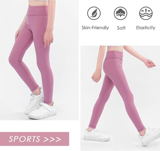 Sportleggings meisjes 134/140 cm - roze - strakke pasvorm - ideaal voor yoga en training - ShopVlot — afbeelding 2