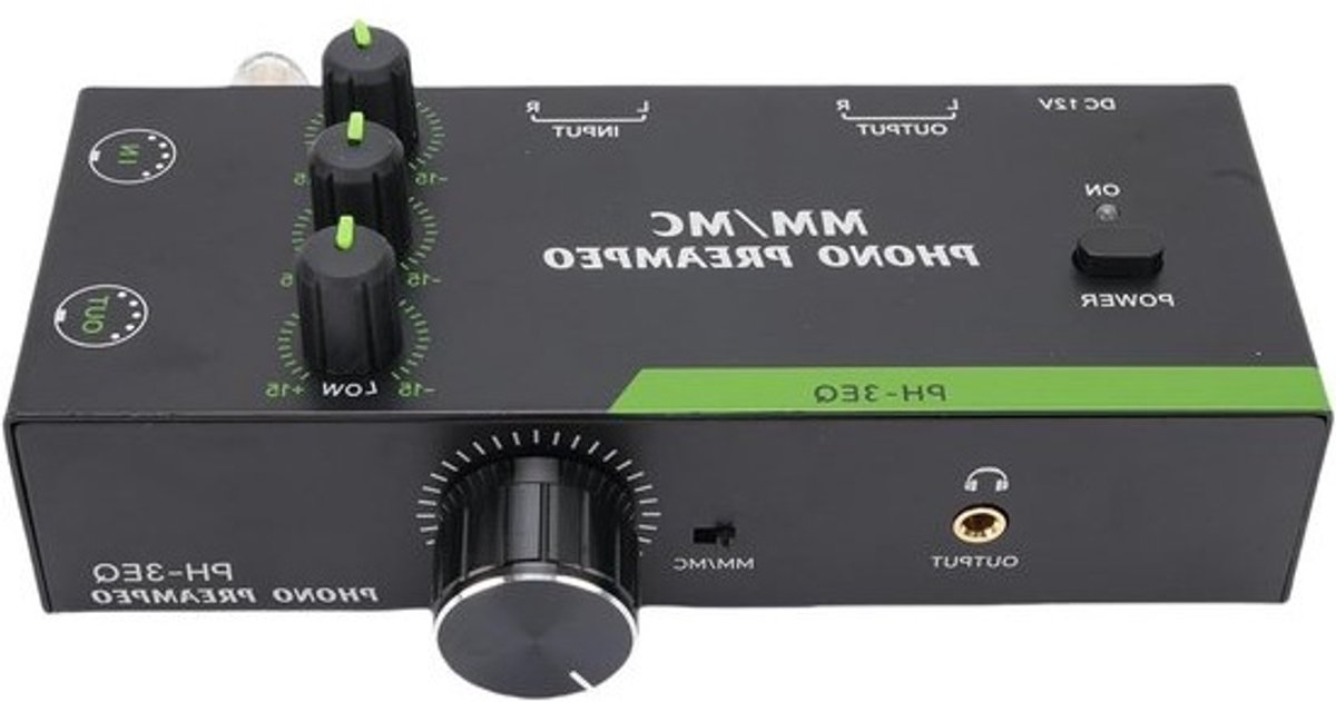Phonovoorversterker - Platenspelervoorversterker - Muziek luisteren - MM- en MC-compatibel - Compact formaat - Metaal