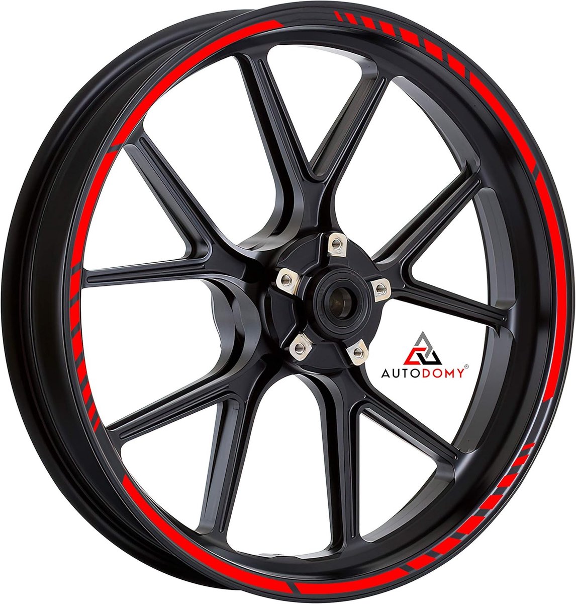 SnelShoppen - Motorfiets Velgstickers Volledige Set voor 2 Wielen 15" t/m 19" Inch | Weer- en Oliebestendige Veldecals Rood | Sportief Ontwerp voor Mo