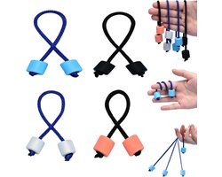 4 stuks - Fidget speelgoed - Vinger touw - tressverlichtend speelgoed - Zintuigelijk speelgoed - Vinger oefenspeelgoed - Verstelbaar nylon koord - Draagbaar zakformaat - 23 cmx1,6cm - Veelkleurig - Kantoor school pauze speelgoed