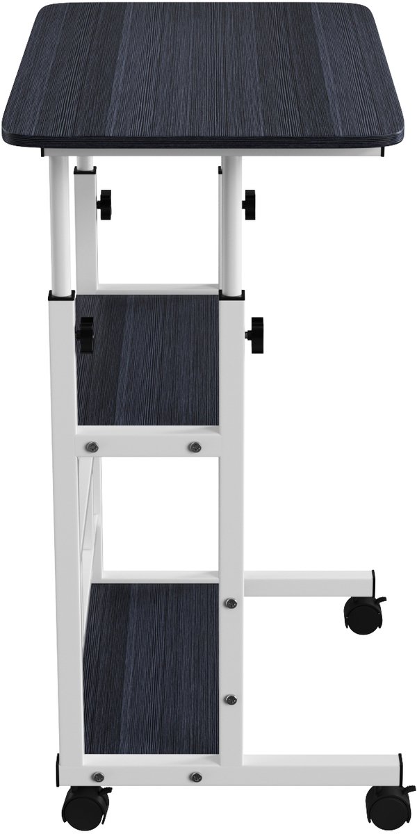 PIPIPOXER Bureau zit sta laptoptafel - Computertafe bureau op wielen -met 2 planken - hoogte verstelbaar - Verrijdbaar Computerbureau - 60 x 40 x 91 cm- Zwart + Wit