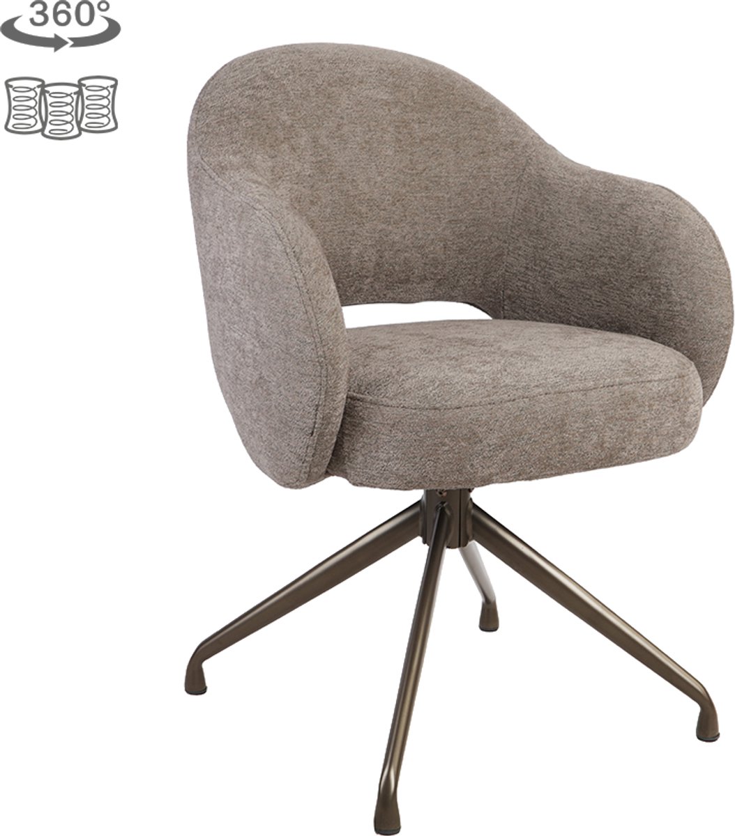 Tower Living Porto armchair 360? - Toro 45 mocca - brown frame Bruin