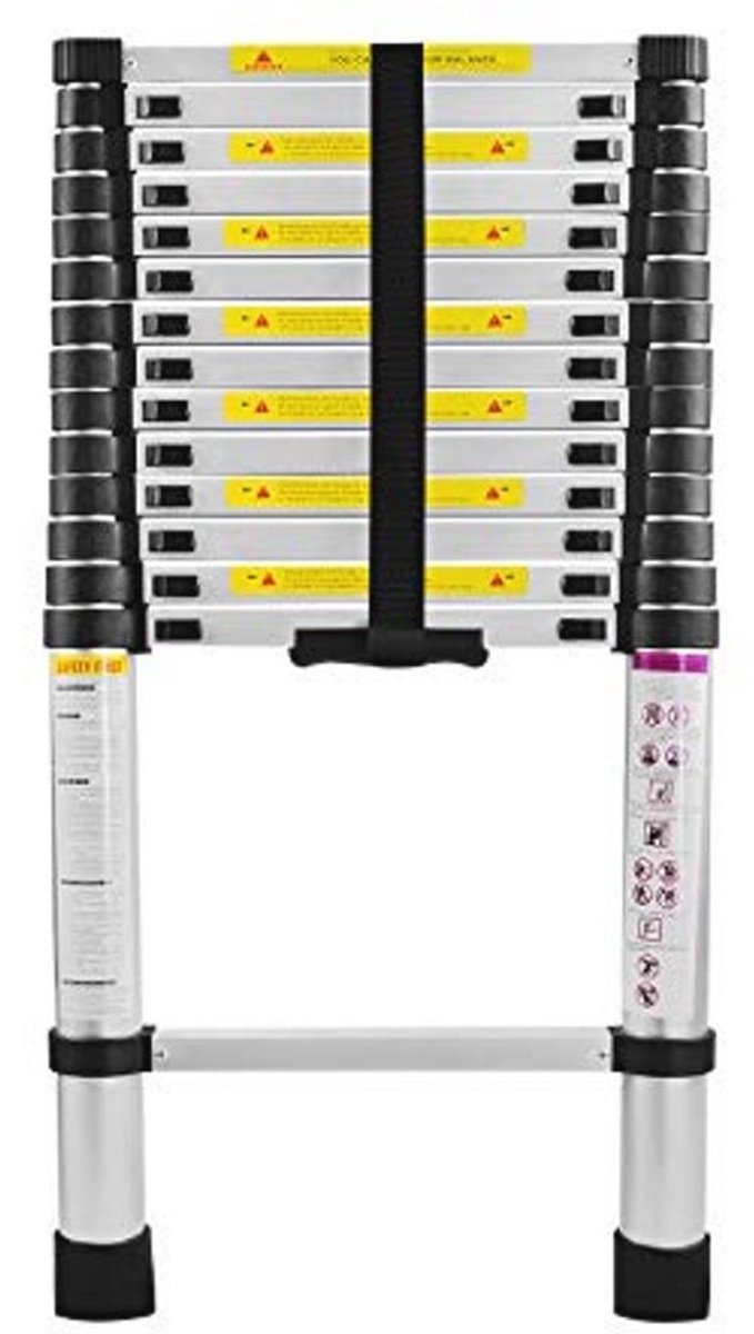 Telescopische ladder - Uitklapbaar en multifunctioneel - 4,4 meter - Aluminium ladder - Tot 150 kg