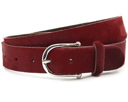 Damesriem rood hair-on - 4 cm breed - Leer - Jeans riem - Stoer - Maat 105