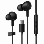 Qualitech® Oortjes met Draad USB C - In-ear Oordopjes met Microfoon - Geschikt voor Apple Iphone en Samsung met USB C Poort - Bedraad - Zwart