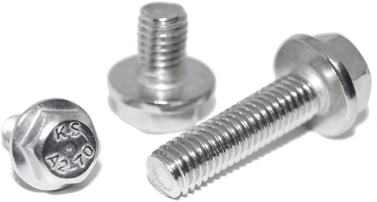 Zeskantschroeven met flens - Bouten met ring - Voor montage en bevestiging - Volledige schroefdraad - M8X40 - Roestvrij staal