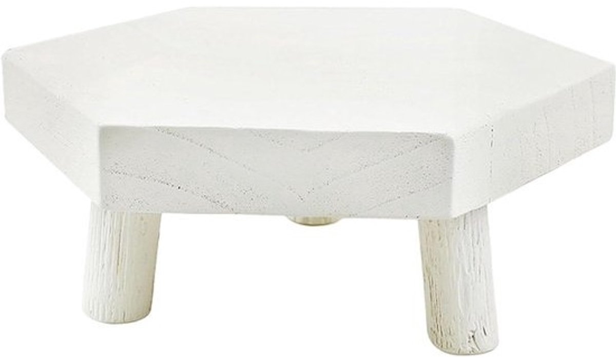 Houten plantenstandaard - Voetenstuk voor bloemkruk - Voor het decoreren van planten - Zeshoekig - 7.5 cm diep - Houtkleur