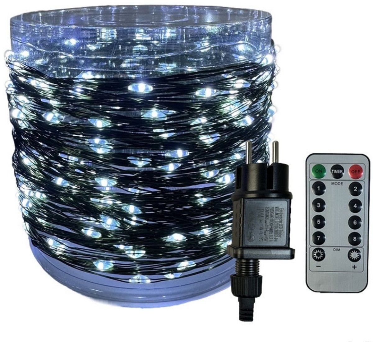 LED Lichtsnoer voor Kerstboom - Kerstversiering - Halloween Decoratie - Kerstboomverlichting - Met Afstandsbediening - 8 Lichtstanden - Waterdicht - 100m 1000LED - Wit - 1 stuk