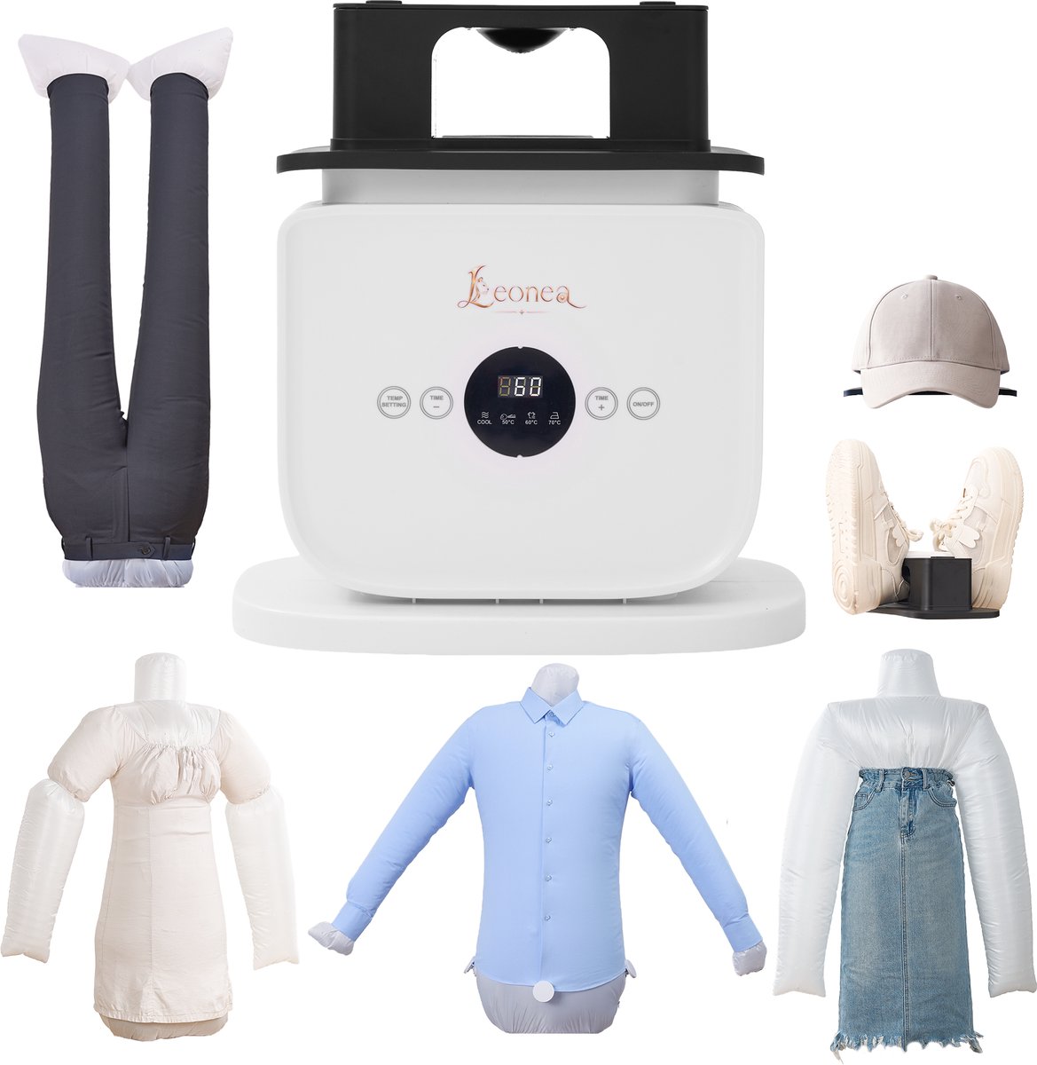 Leonea® Strijkpop - Strijkmachine -Strijksysteem - Strijkdroger - Schoenen droger - Strijken - Wasdroger - 1400W - 4 Temperatuur standen - Hemden - Broeken - Overhemden - Jurken - Rokken - Petten - Ontkreuken en Drogen - Meerdere Kledingstukken