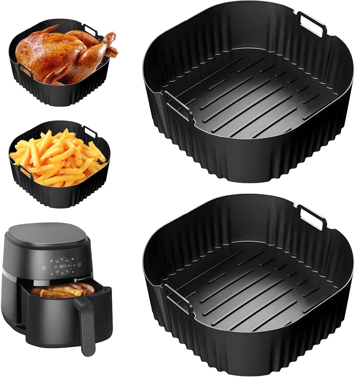 2 stuks Airfryer siliconenvorm, Air Fryer siliconen inzet