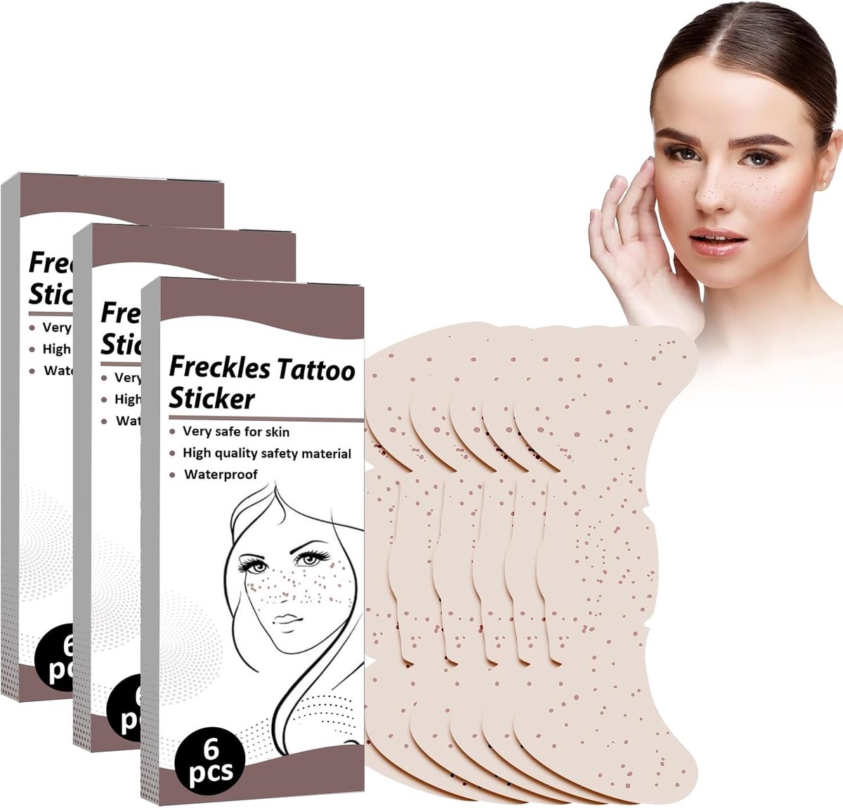 Tijdelijke waterdichte sproeten stickers, 18 stuks sproeten tattoostickers, fake freckles patch, sproeten, tatoeagestickers, perfect voor make-up feestjes op vakantie