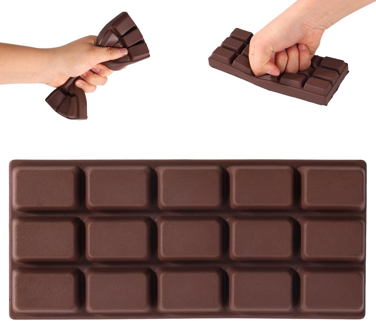 2st Langzaam Stijgend Chocoladereep Squishy, Schattig Nep Chocolade Knijpspeelgoed Realistisch Reusachtig Eten Squishy Zacht Rebound Fidget Minder Speelgoed voor Kalmeren Bureau Focus
