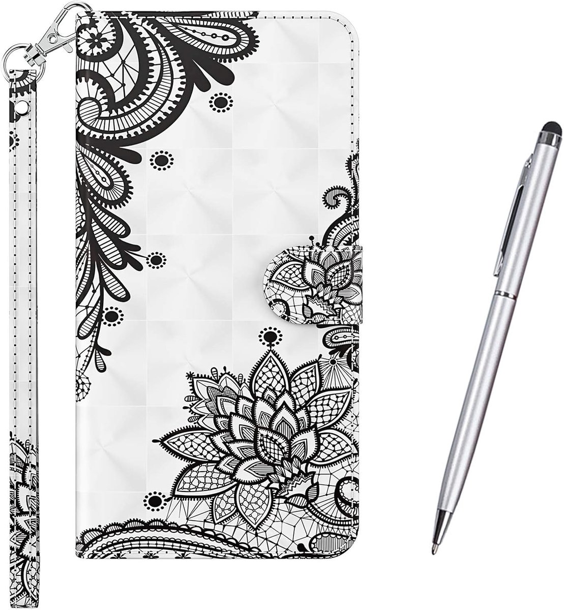 Telefoonhoesje voor Samsung Galaxy A91 / S10 Lite, PU-leer, flipcase, magneetsluiting, klaphoesje, leren hoesje, beschermhoesje (mandala)