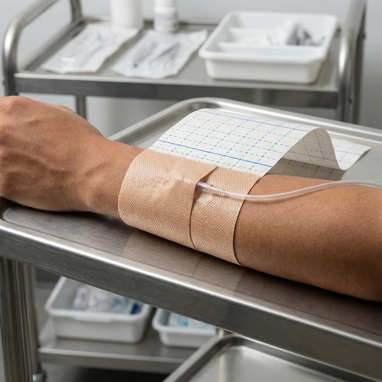 Verbandrol, rekbaar, 10 cm x 10 m, ademend non-woven verband, zelfklevende tape voor wondverzorging, als zacht verbandmateriaal, huidkleurig — afbeelding 4