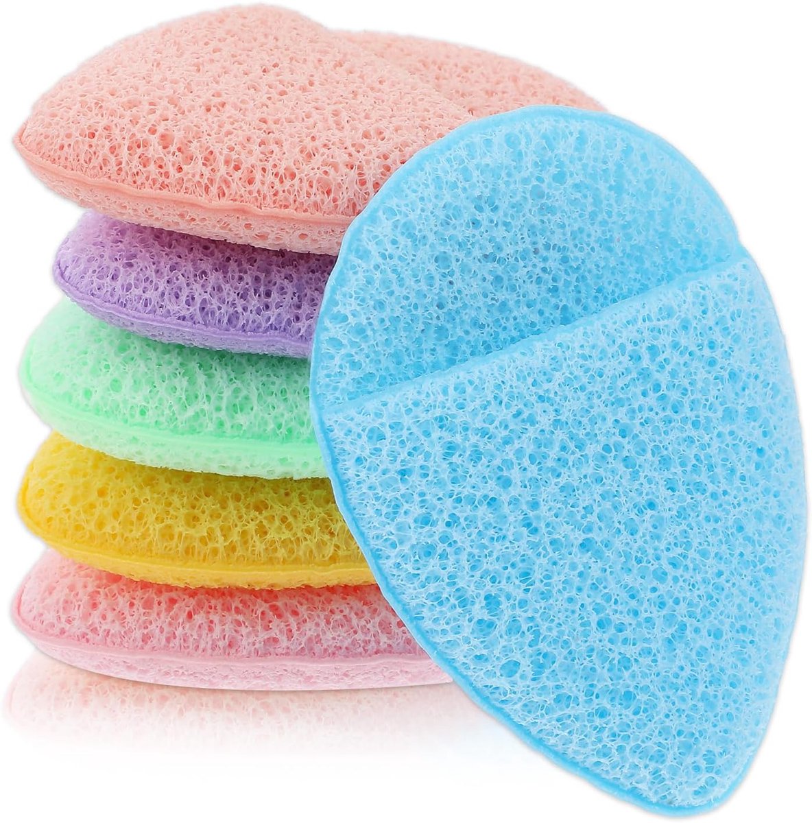 6 stuks peelingspons, reinigingsspons, herbruikbare sponzen voor gezichtsreiniging, gezichtsreiniging, spons, zowel voor het verwijderen van make-up
