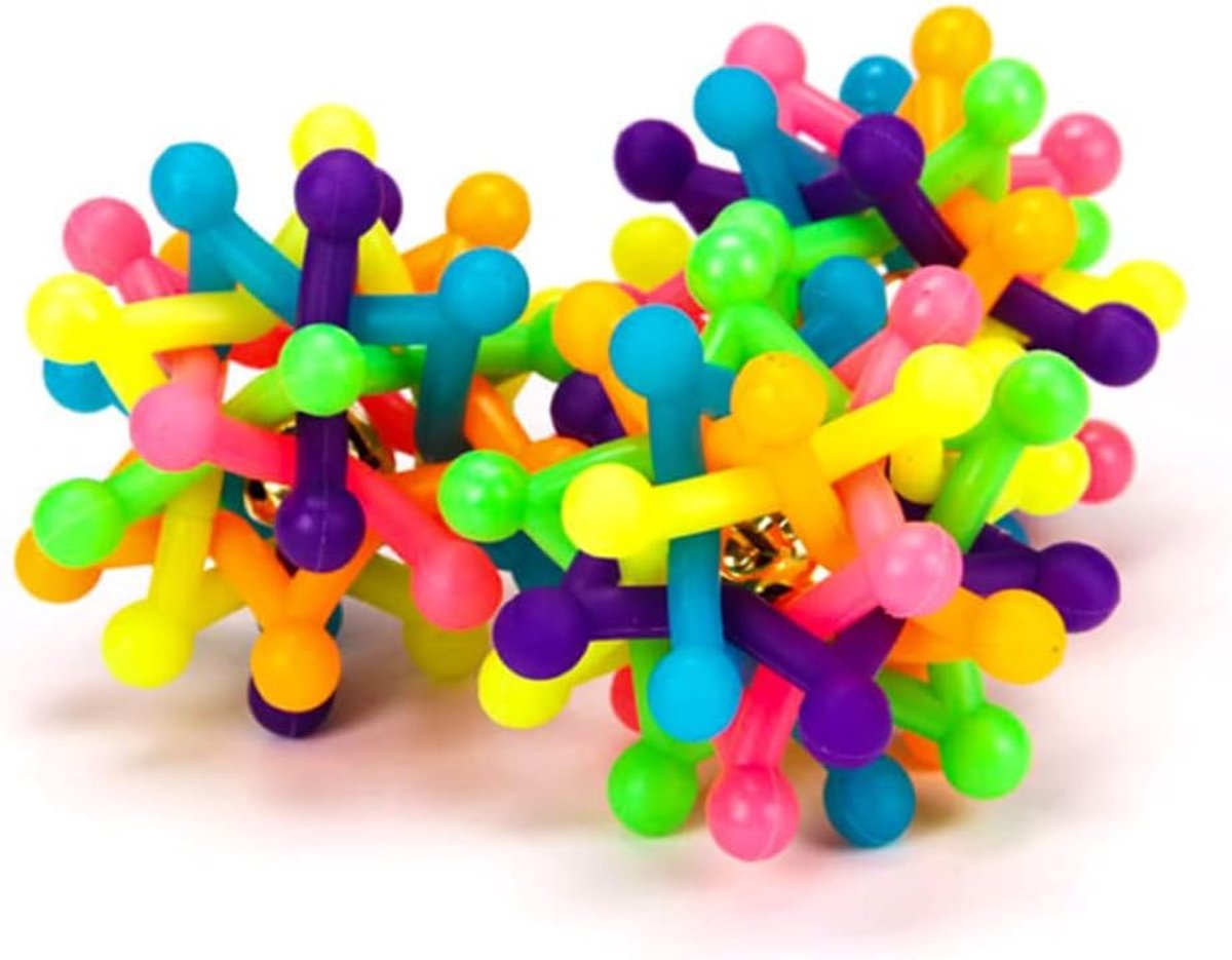 2 stuks regenboog rubberen kauwballen, medium voor honden met beltoon, duurzaam kauwspeelgoed voor tandverzorging en bezigheid, indoorspeelgoed en puppybijthulp