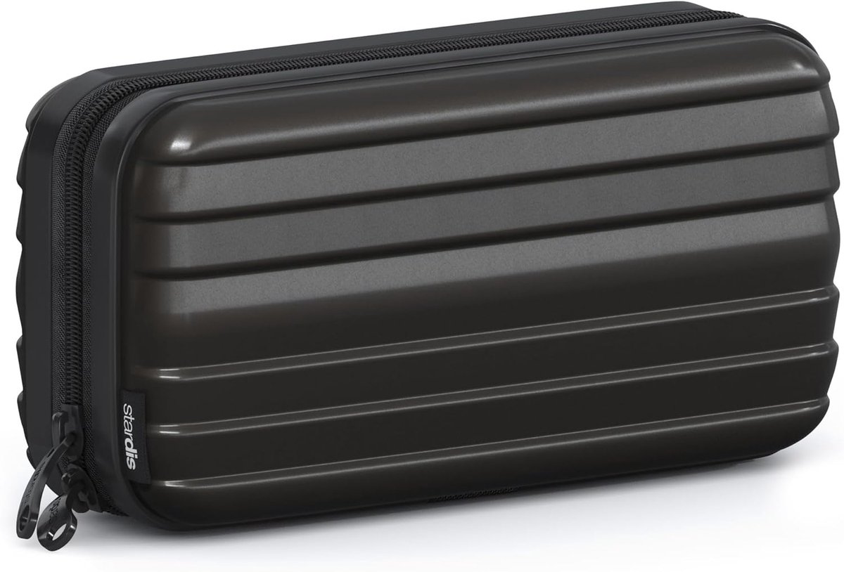 SnelShoppen - Hard Shell Cosmetic Bag Toiletry Bag in Koffer Vorm, Waterproof Mini Reistas voor Vrouwen, Mannen en Kinderen, Diep Zwart, Ideaal voor V