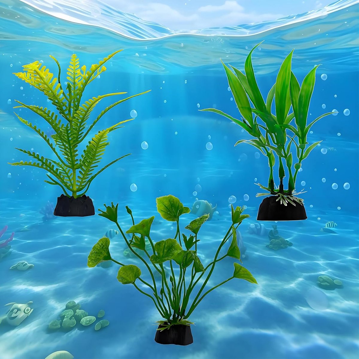 SnelShoppen - 3pcs Kleine Plastic Aquarium Planten - Realistische Kunstplanten - Duurzame Decoratie voor Aquarium - Groene Vervangingen voor Natuurlij