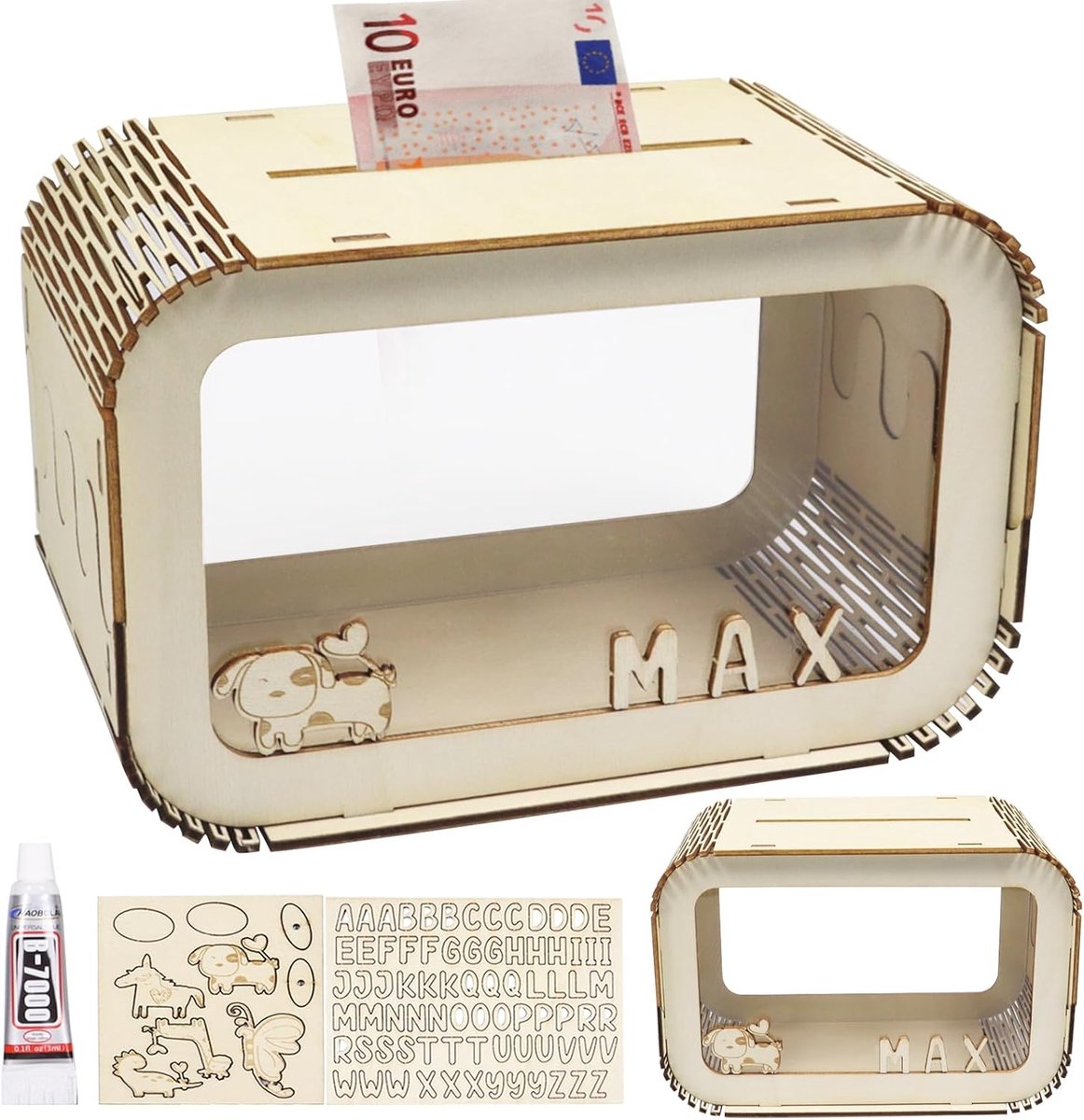 Spaarpot voor kinderen - Houten geldbox met letters A-Z - Persoonlijk en uniek - Stimuleert spaargewoonten - ShopVlot