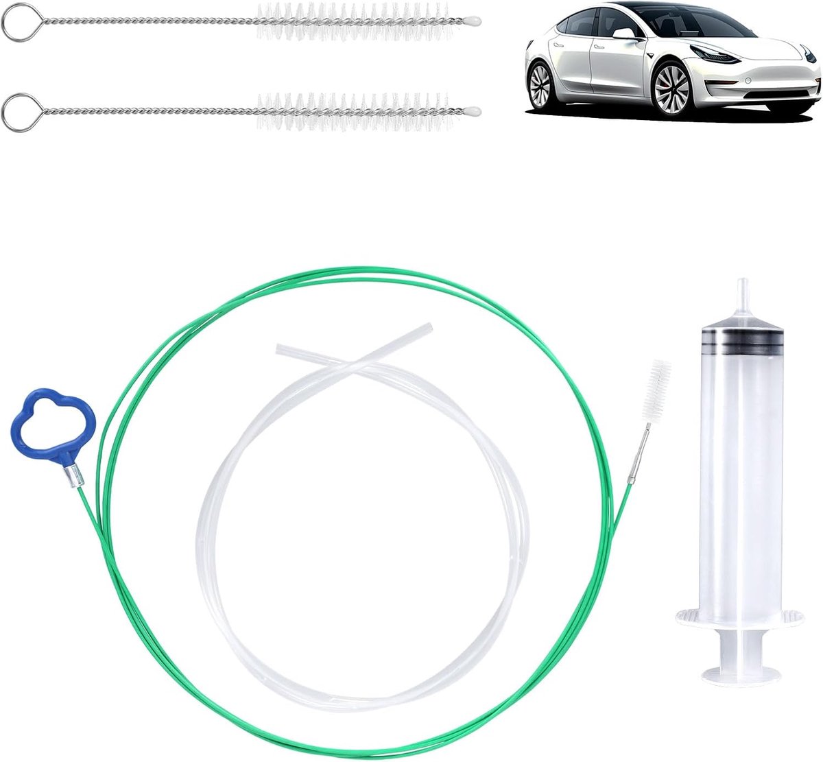BOXOB Cleaning Kit for Sliding Roof Drain, 300cm Long Pipe Cleaners with Tube Cleaning Brush Spray Hose Flexible Soft Drain Brush for Sliding Roof and
