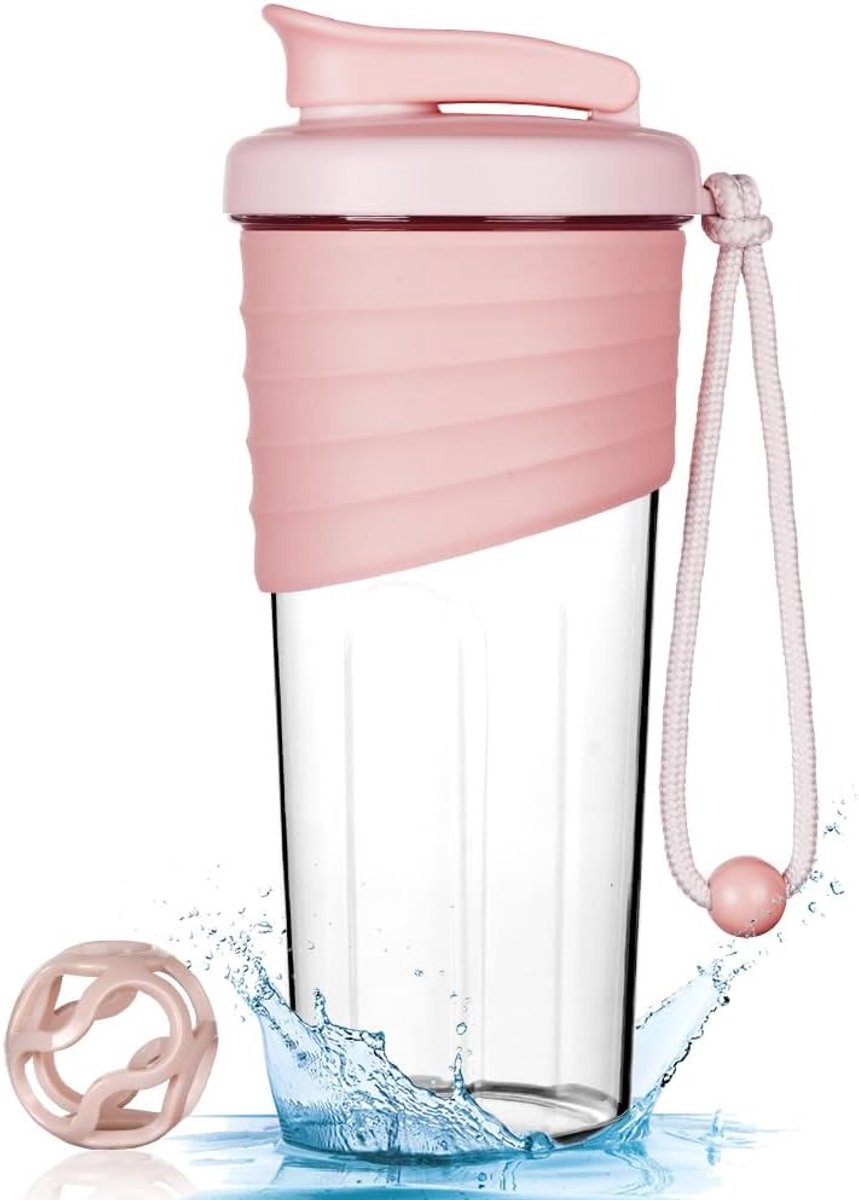 SnelShoppen - ACWOO Protein Shaker 700 ml - BPA Vrij, Lekvrije, Duurzame, Geurloze Shakebeker voor Romige Whey Eiwit Poeder, Sport, Fitness, Gym - Roz