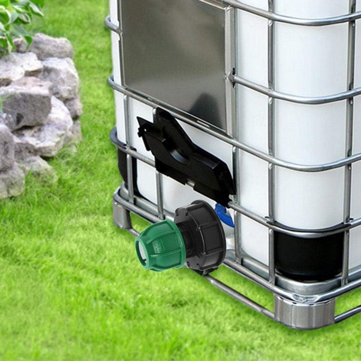 Dailygoods - Adapter - Tank Adapter S60X6 - Speciaal voor irrigatie - Zwart en Grijs - 25mm MDPE - Voor Containers - Duurzaam kunststof