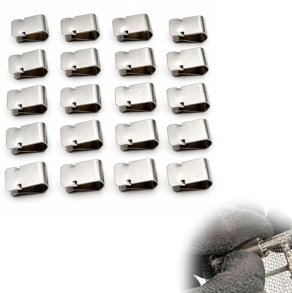Zolara 20 stuks U-clips, veerkabelclips van roestvrij staal, 21,4 x 12 mm, voor lichtputten, kelderputdeksels - ShopVlot