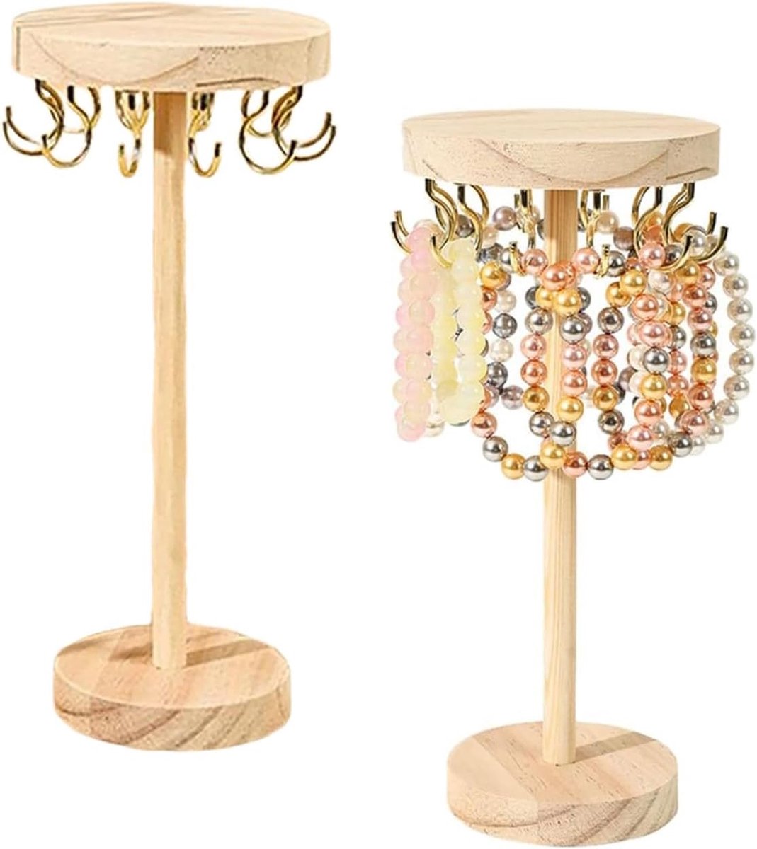 Chain Holder Jewelry, Bracelets Jewelry Organizer, Jewelry Holder Wood Portable Bracelet Holder with 12 Hooks - ShopVlot