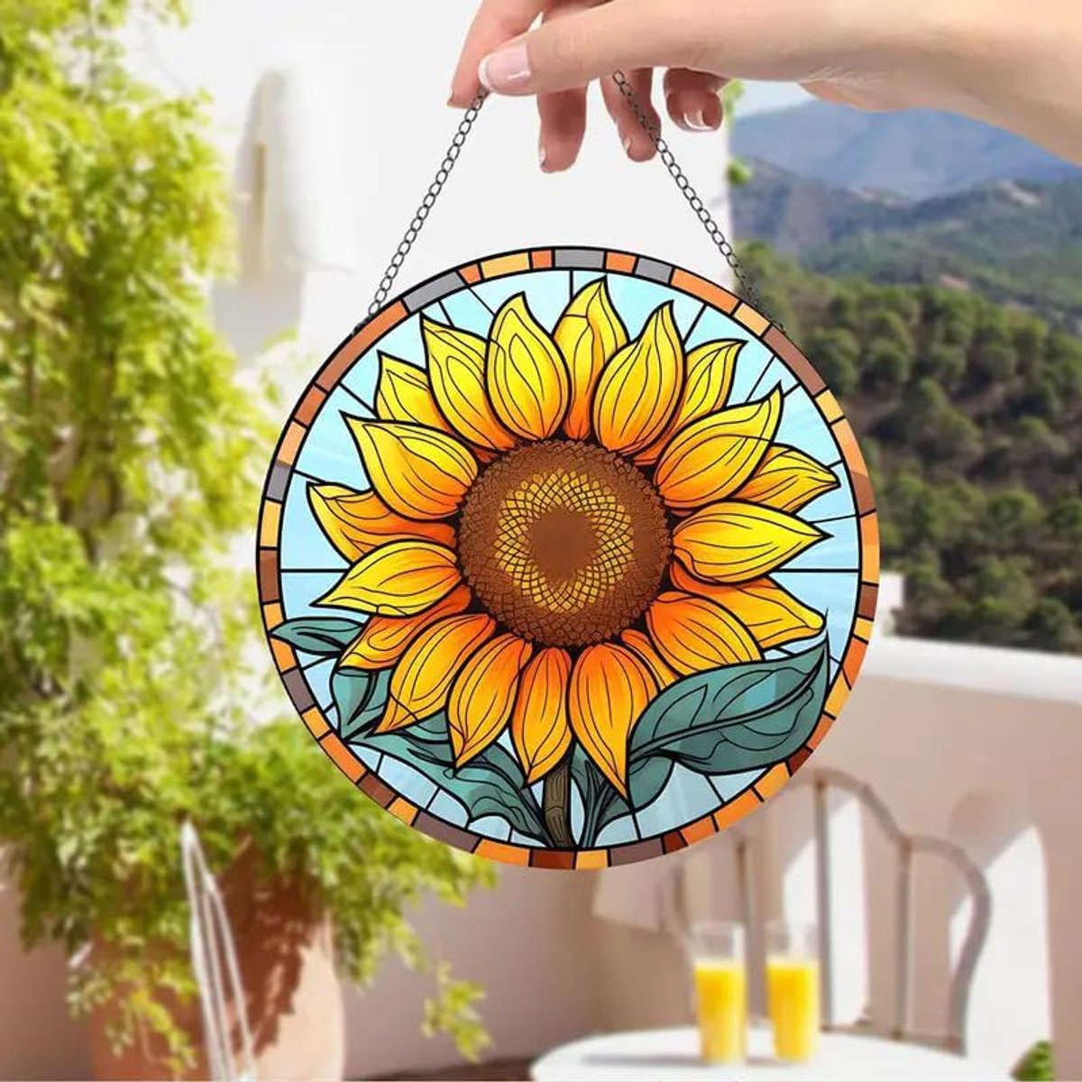 Kleurrijke Acryl Zonnebloem Suncatcher voor Raamdecoratie, Stijlvolle Wandhanger en Cadeau voor Verjaardagen en Feestdagen