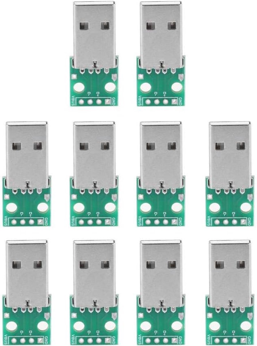 USB naar DIP Board - 10 stuks USB Type A Plug naar DIP Adapter - 4 pins 2.5mm pitch - ideaal voor DIY stroomvoorziening - ShopVlot