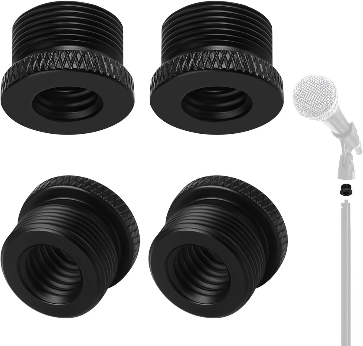 4 stuks, 5/8 mannelijk naar 3/8 vrouwelijk en 5/8 mannelijk naar 1/4 vrouwelijke microfoon, schroefdraad, adapter, aluminium statiefschroefadapter voor microfoonstandaard