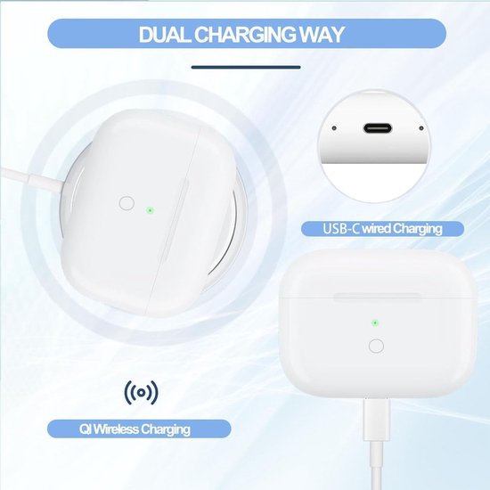 Oplaadcase voor Air Pod Pro en Air Pod Pro 2, originele vervanging voor draadloze oplaadcase met Bluetooth-koppelingssynchronisatieknop, 7 keer volledig opladen — afbeelding 4