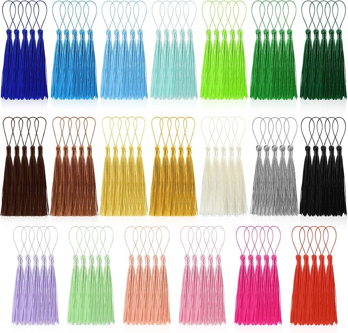 100 Stuks Bladwijzer Kwasten Bulk 20 Kleuren Zachte Ambachtelijke Zijdeachtige Handgemaakte Mini Kwasten voor Sieraden Maken met Lussen voor DIY Ambachtelijke Accessoire Jurk Decoratie