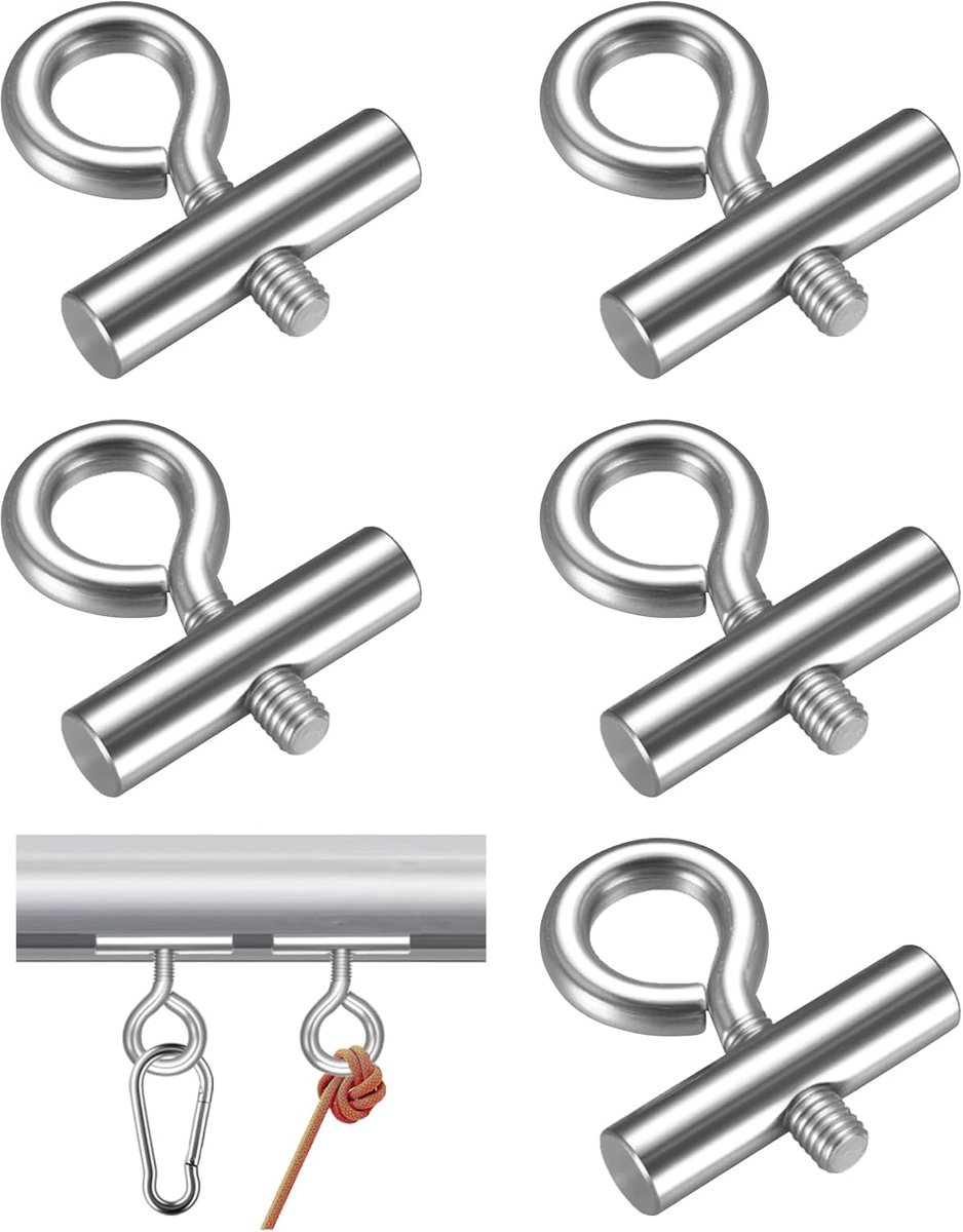 Set van 5 kederstoppers, 8-10 mm, stoppers voor biezen, roestvrijstalen eindstopper voor rail accessoires, kederstopper voor caravan, voortent, caravan, camper, tent, boot