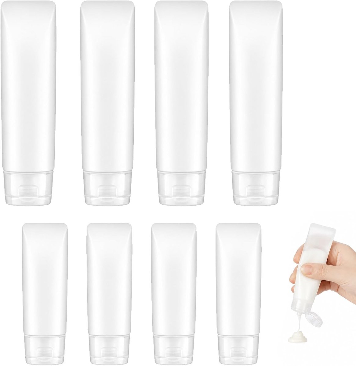 8 stuks navulbare knijpflessen set, transparante reisflessen 30 & 50 ml, lege lekvrije flessen voor toiletartikelen, shampoo, make-up en lotions, compacte reisformaat flesjes ideaal voor onderweg