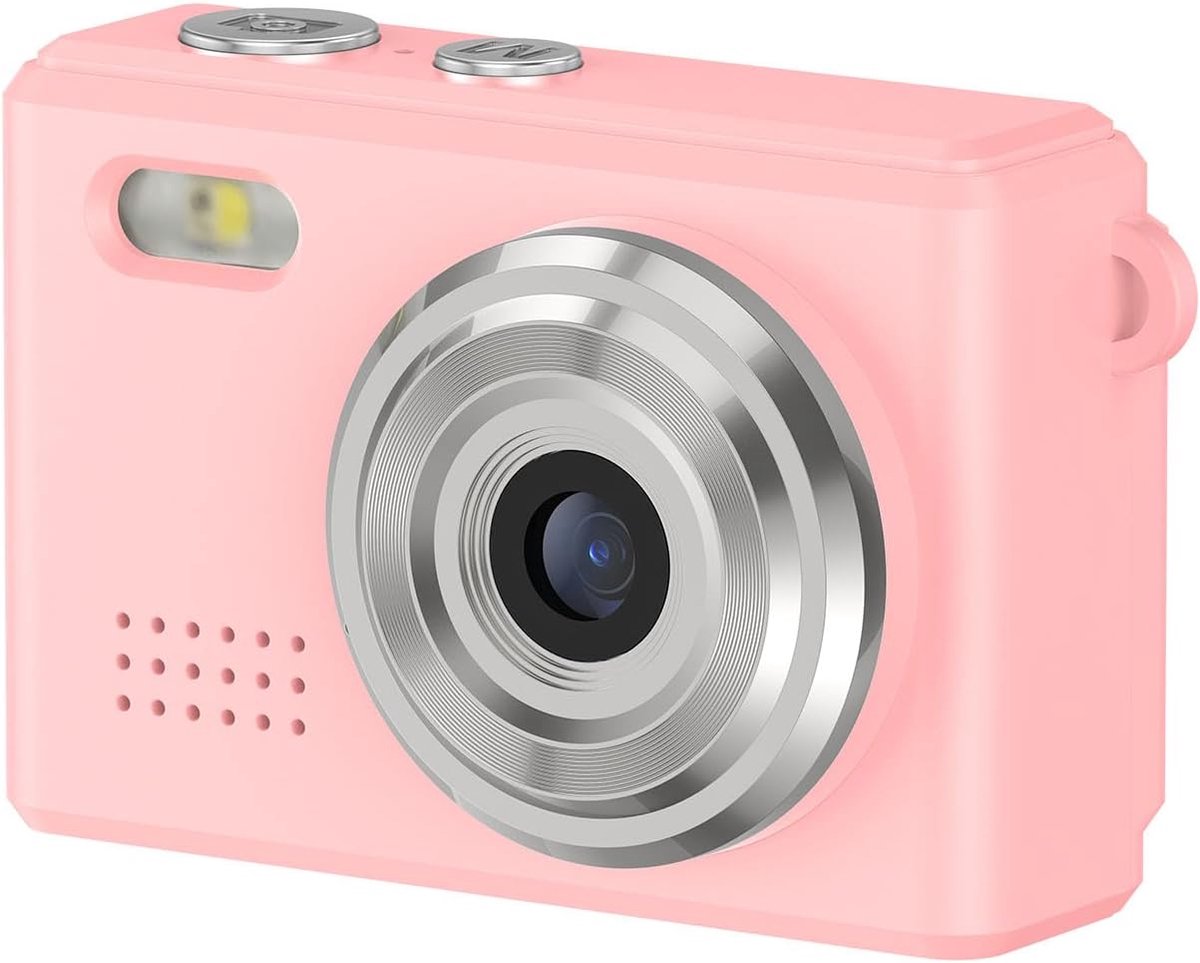 1080P Compact Camera, sleutelhanger-camera, 12 MP foto, met LED-scherm, 6 filters, led-licht, sleutelhanger voor reizen, studeren, opname (Roze)