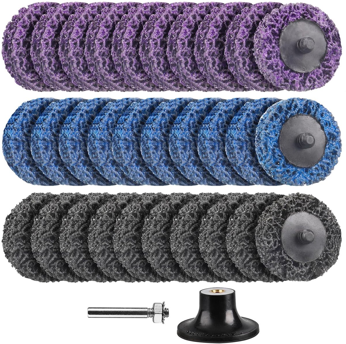 50mm Grove Slijpschijf,30 Stuks 2 Inch CSD Schijf, Slijpschijf, Nylonweefsel, Schijf Voor Het Slijpen, Polijsten, Roestverwijdering Van Metaal, Staal, Roestvrij Staal (Paars/Blauw/Zwart