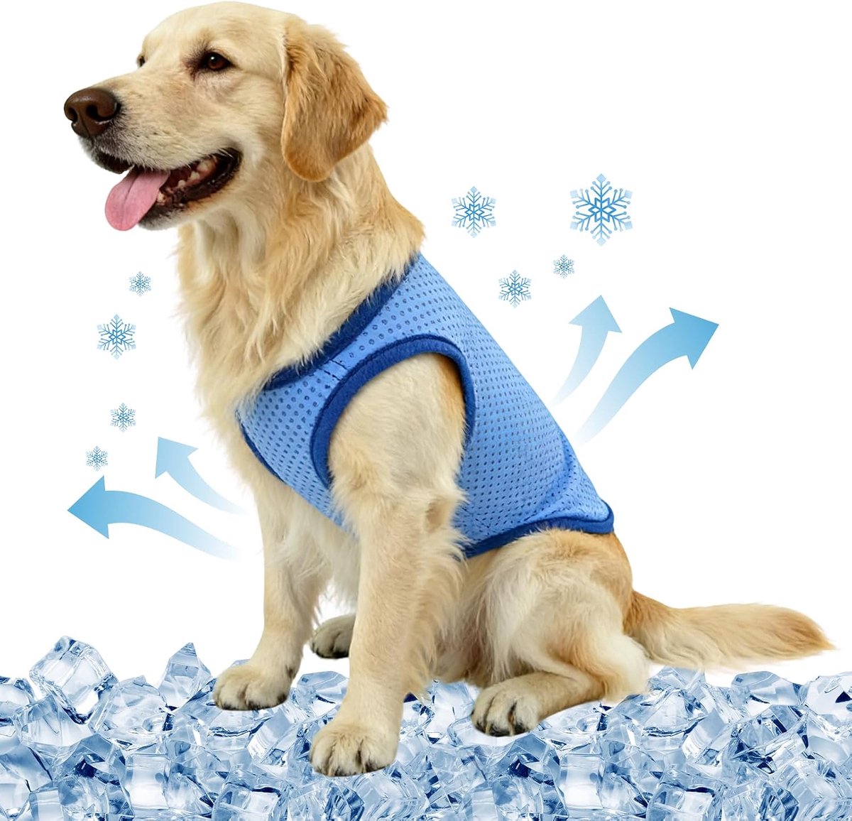 Koeljas voor honden, ademend, zomer, koelvest voor honden, mouwloze stijl, koel en comfortabel, verkoelende jas voor honden, algemene accessoires (L)