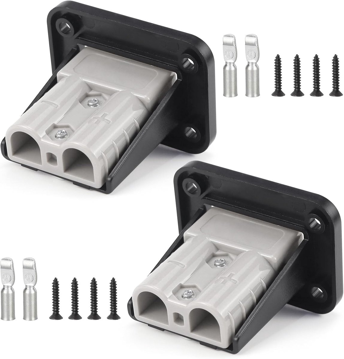 2 stuks 50 A inbouwstopcontact, oplaadaansluiting, batterijconnector met montageplaat, compatibel met Anderson SB50, inbouwmontage, voor caravan, vrachtwagen, vorkheftruck