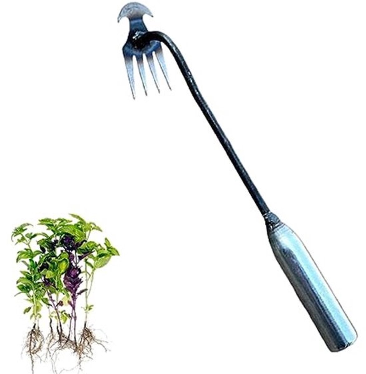 Handmatige tuinwieder - Metalen handvat - 4-tands graswieder - Wortelverwijderaar