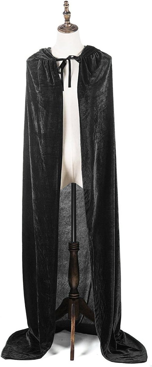 Kostuums Dames Heren Cosplay Lange Cape Mantel Fancy Dress voor Rollenspel (Black, 150cm / 59")